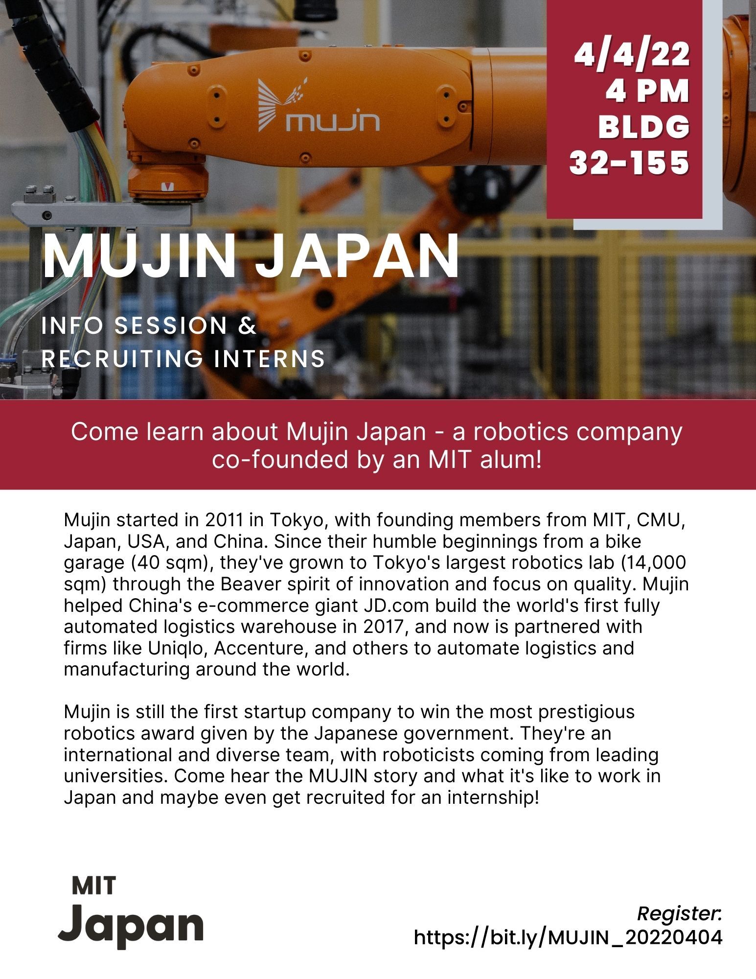 mujin japan info session event flyer