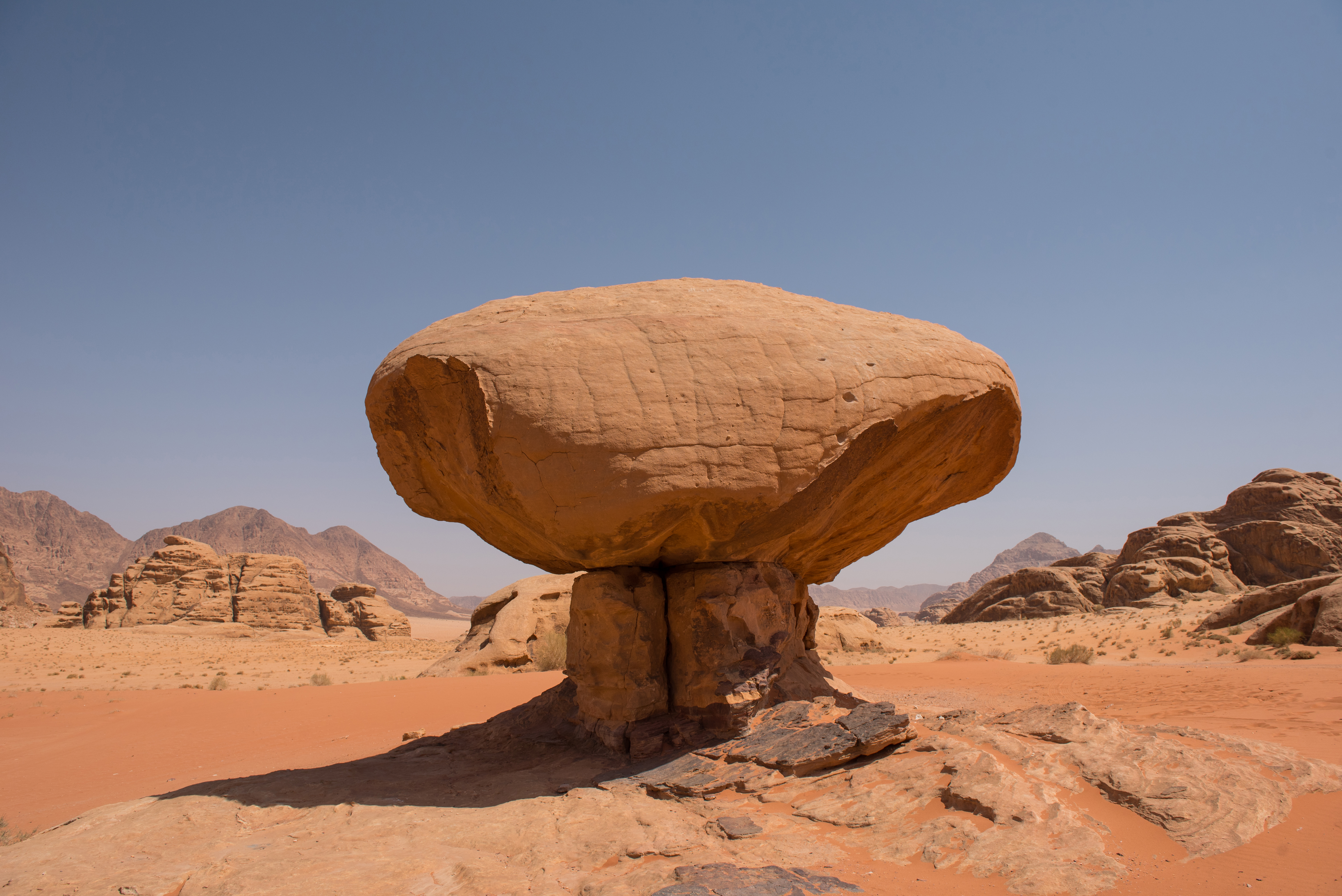 Mushroom rock in Wadi Rum desert