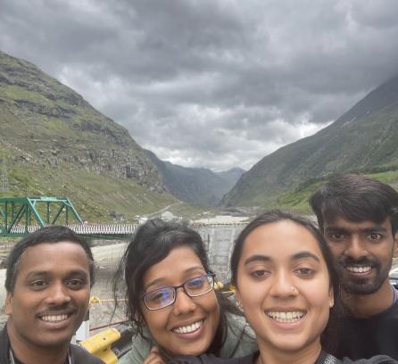 neosha with lab mates in the Himalayas during site visit