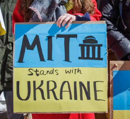 MIT stands with Ukraine. Credit: Douglas Hook / MassLive