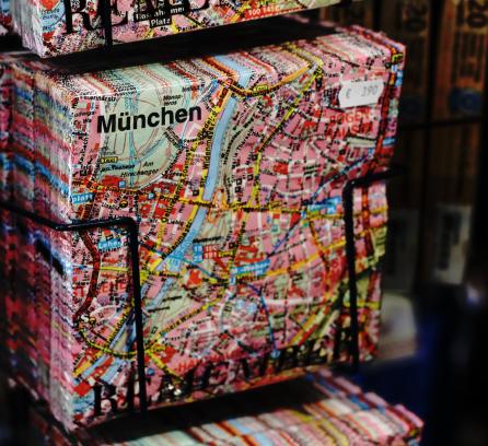 stack of Munich travel maps in display