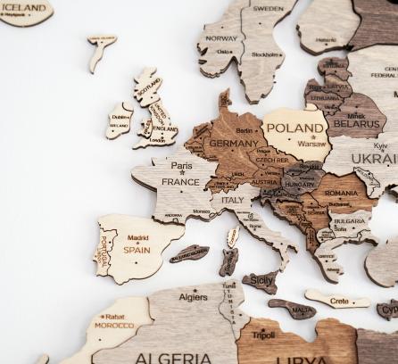 wooden map of Europe