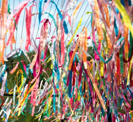 colorful ribbons blowing in wind