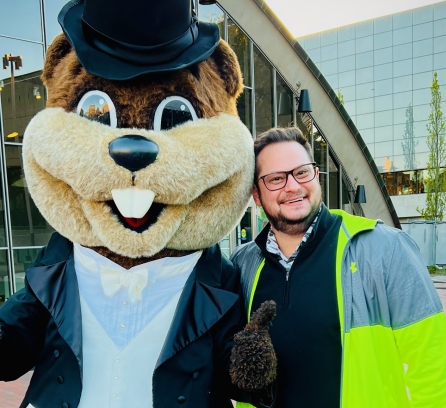 Ari Jacobovits and Tim the Beaver