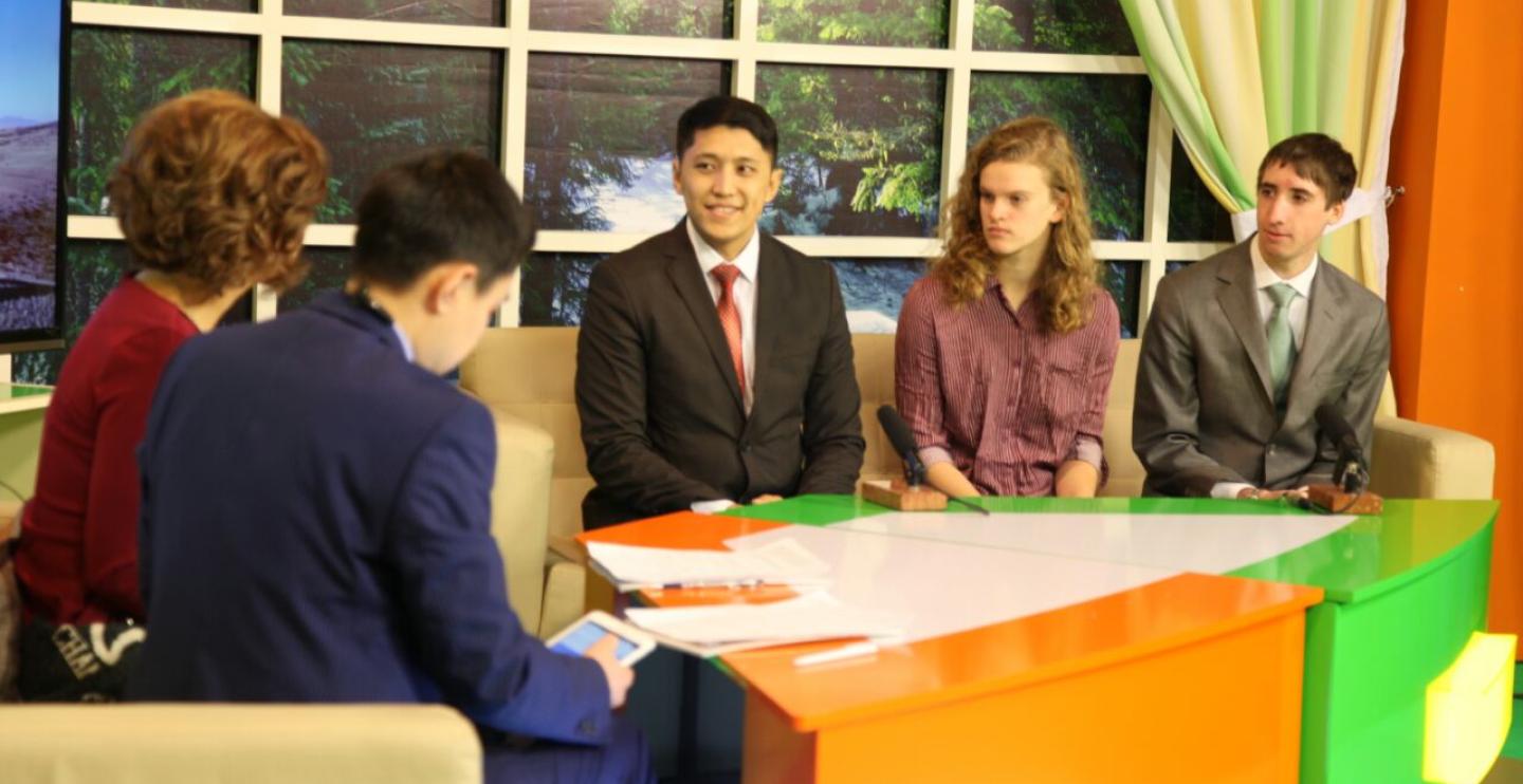 MIT students at a TV show in Kazakhstan