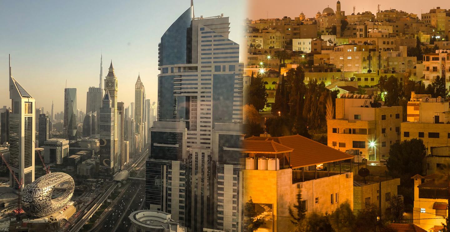 A combination of Dubai and Amman, Jordan country picture