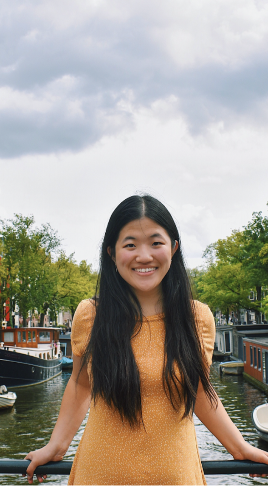 Student intern Cindy Zhang at Amsterdam canal