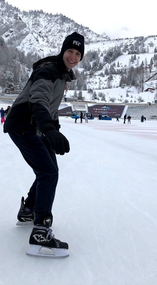 KYLE ENJOYED SKATING AND ENJOYING LOCAL ACTIVITIES IN KAZAKHSTAN.