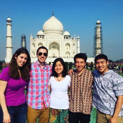 Students in front of Taj Mahal in India
