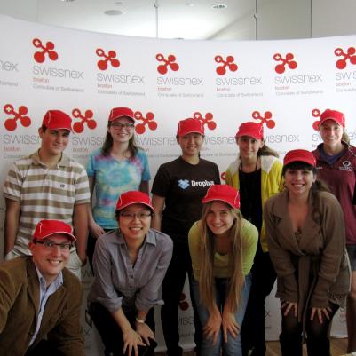 Students posing at even in Switzerland