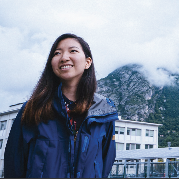 MIT Student in front of mountain