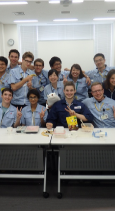 Robert and other interns with the Mitsubishi HR representatives