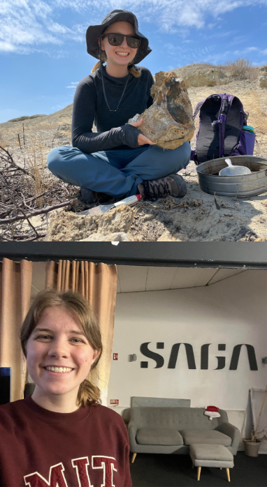 Two picture collage in a vertical image with Markey Freudenburg-Puricelli in Chile and Abigail Schipper in Denmark
