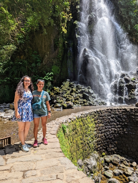 Erin at a waterfall with a friend