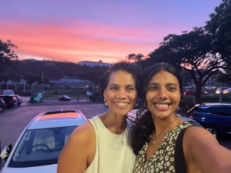 Almuya Aluru with professor in Cabo Verde