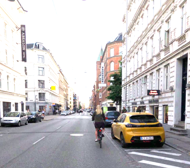 Abby rides a bike in Copenhagen