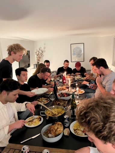 Ava introducing American Thanksgiving to 15 European friends