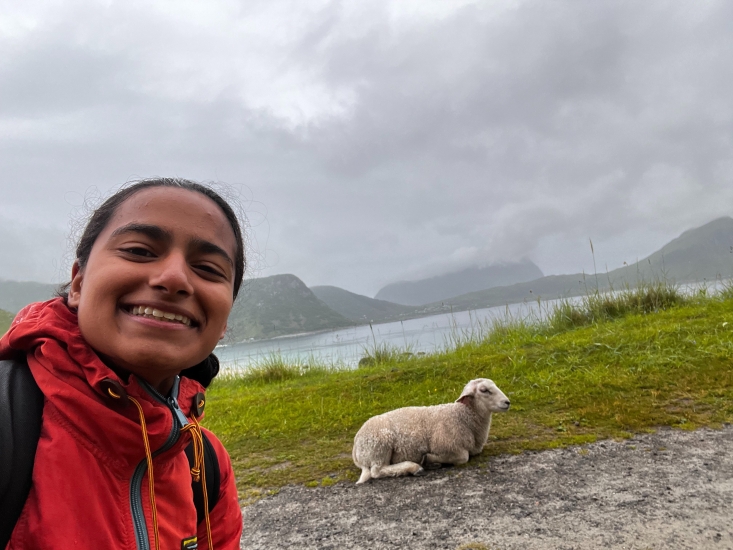 Erin with a sheep