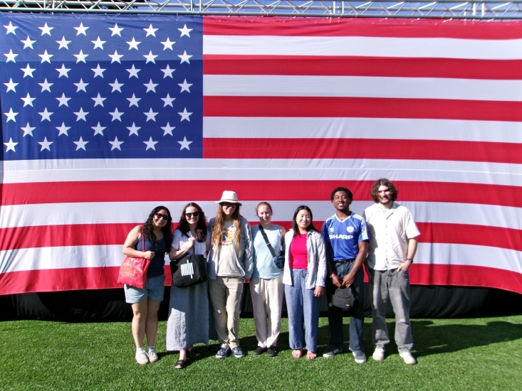 Anne Reidenback with flag