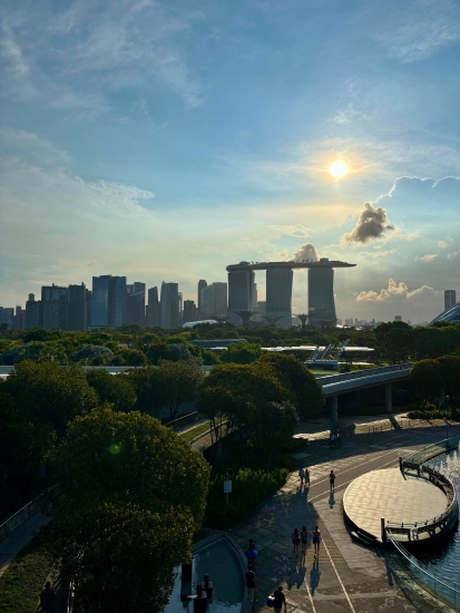 Singapore skyline while the sun is up